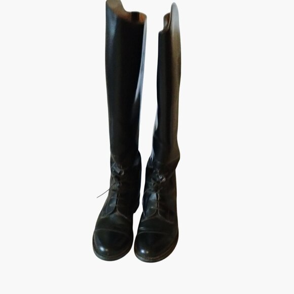 Effingham By Bond Boot Co Leather Tall Riding Boots Size 7 Black Made In USA - Picture 1 of 16